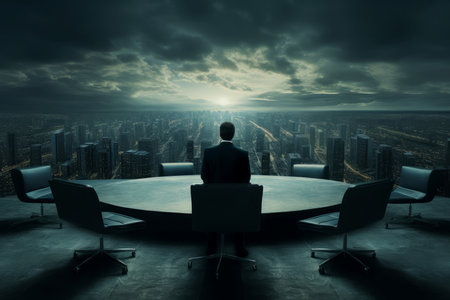 Focused Man executive alone thinking. Job inside. Generate Aiの素材