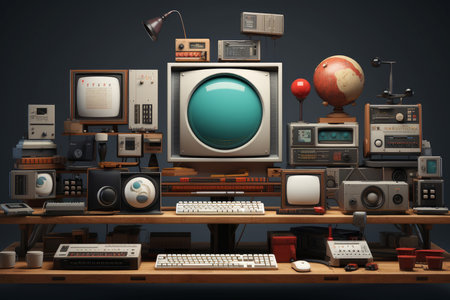 Creative Man game designer banner. Video digital art. Generate Aiの素材