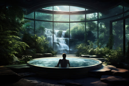 Man spa bathtub. Luxury bath. Generate Aiの素材