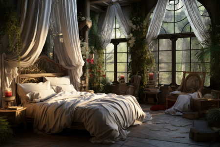 Spacious Modern residential bedroom home. Empty rich. Generate AIの素材