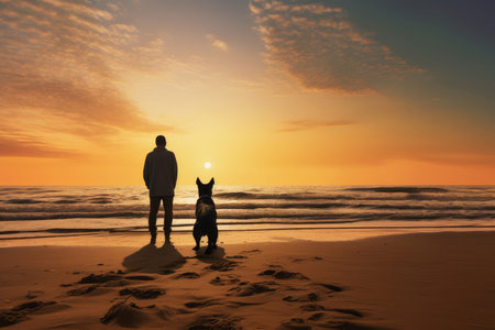 Man dog sunset. Play male. Generate Aiの素材