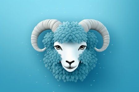 Friendly Head cute ram nature. Sunny wild. Generate Aiの素材