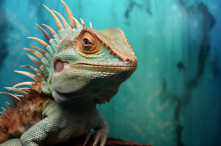 Vibrant Lizard view colorful background. Eye predator. Generate Aiの素材