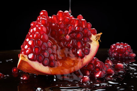 Refreshing Juicy pomegranate slice. Top food fresh. Generate AIの素材