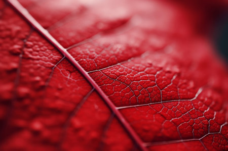 Vivid Macro leaf red. Plant tree nature. Generate AIの素材