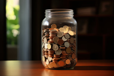 Metallic Jar coins. Save money savings. Generate Aiの素材
