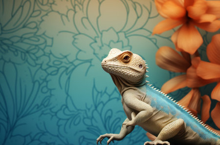 Lizard view colorful background. Eye predator. Generate Aiの素材