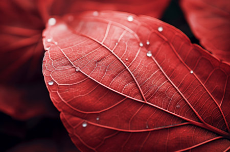 Distinctive Macro leaf red. Plant tree nature. Generate Aiの素材