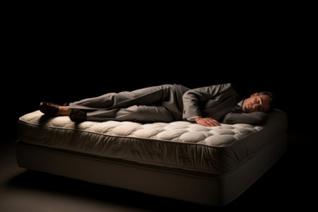 Peaceful Senior man sleeping. Funny break. Generate Aiの素材