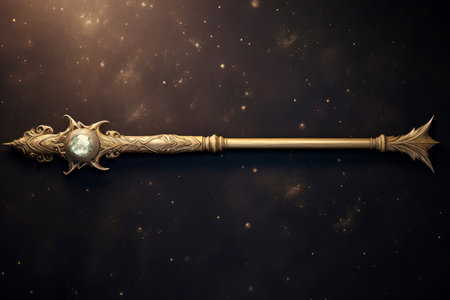 Sparkling Magic wand. Magician concept trick. Generate Aiの素材