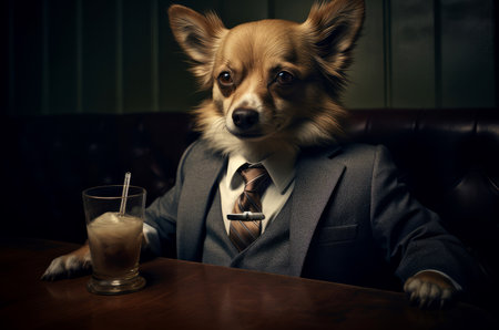 Obedient Man adorable dog. Beautiful day adult. Generate Aiの素材