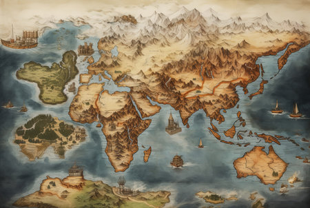 Informative Map geographical view. Surface planet. Generate Aiの素材