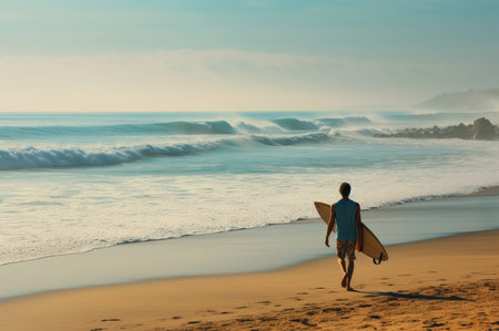 Agile Attractive male surf. Travel summer. Generate Aiの素材