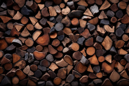 Uniform Fire wood arranged. Pile stack. Generate Aiの素材