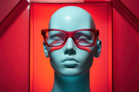 Competent Girl glasses optician. Happy modern store. Generate Aiの素材