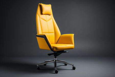 Comfortable Office yellow chair. Wheel furniture. Generate Aiの素材