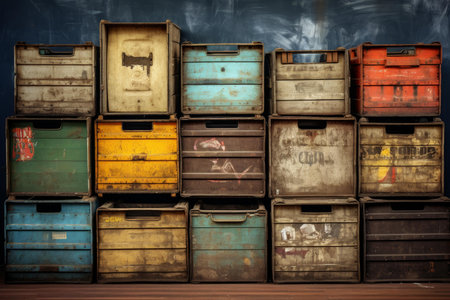 Old dirty boxes. Cargo carton storage. Generate Aiの素材