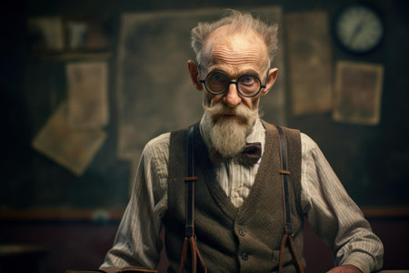 Knowledgeable Old serious teacher. Tech male. Generate Aiの素材