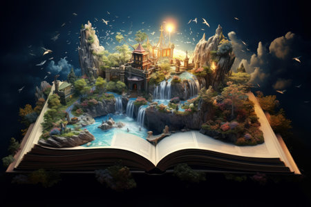 Captivating Open magic book world. Story mystic. Generate Aiの素材