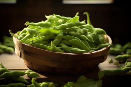 Organic edamame beans. Vegetable organic. Generate Aiの素材