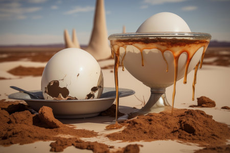 Ostrich egg desert. Nature animal africa wildlife bird. Generate Aiの素材