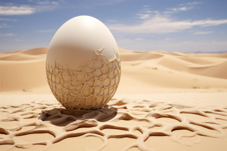 Desolate Ostrich egg desert. Nature animal africa wildlife bird. Generate Aiの素材