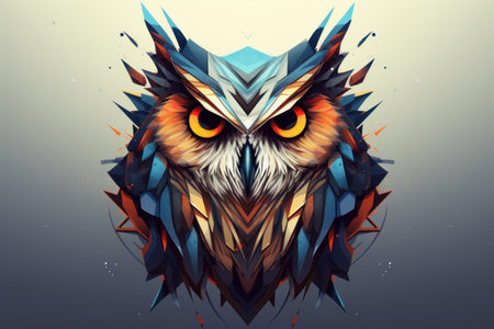 Colorful owl geometric. Wildlife animal. Generate Aiの素材