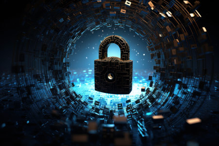 Secure Padlock opening network. Privacy internet. Generate Aiの素材