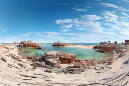 Breathtaking Beach panorama. Horizon heat skyline. Generate Aiの素材