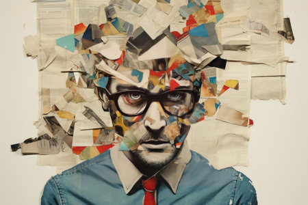 Textured Paper collage documents background. Empty color. Generate Aiの素材