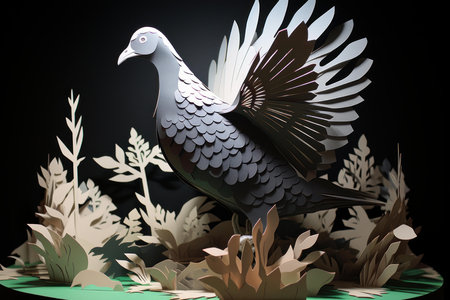 Innovative Paper cut pigeon fly. Religion world. Generate Aiの素材