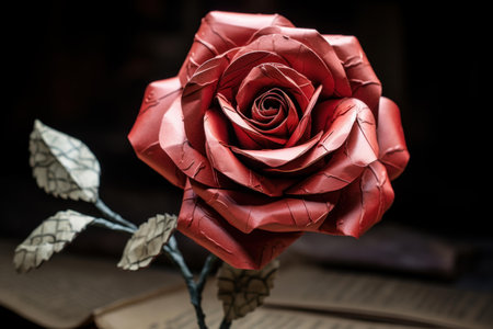 Paper rose. Paper top view. Generate Aiの素材
