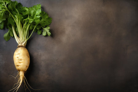 Monochromatic Parsnip mockup background. Cooking dinner. Generate Aiの素材