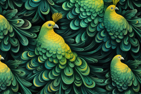 Vibrant Green feather pigeon background. Pattern texture. Generate Aiの素材