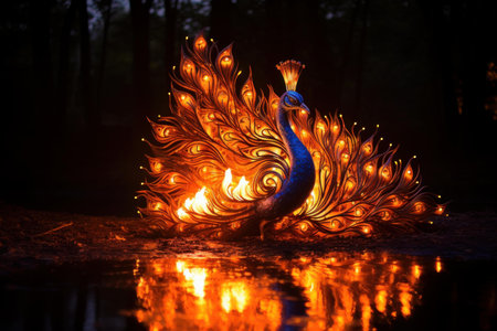 Peacock bird art. Garden art animal. Generate Aiの素材