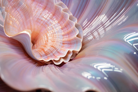 Curved Sea pearl shell closeup. Travel paradise. Generate Aiの素材