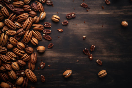 Warm Pecan mockup background. Organic diet. Generate Aiの素材