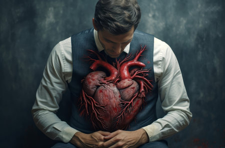 Agonizing Man pain heart. Cardiac disease. Generate Aiの素材