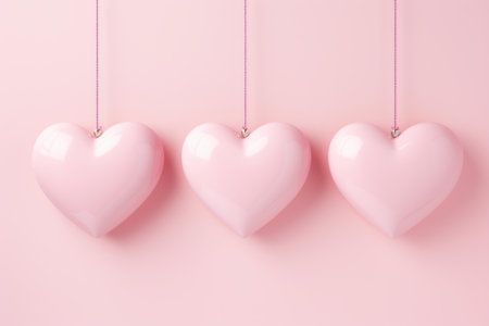 Artistic Minimalistic hearts pastel pink. Multiple glossy little hearts on pink surface. Generate aiの素材