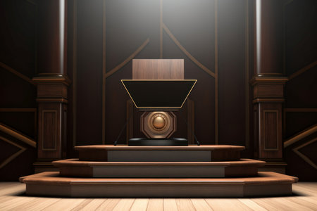 Unpretentious Wood podium stage pastel. Show minimal wall. Generate Aiの素材