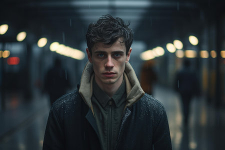 Confident Person looking camera. Casual male. Generate Aiの素材