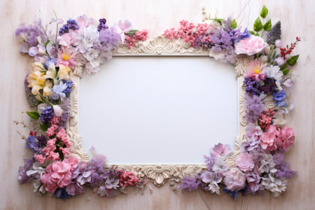 Decorative Photo frame wild flowers. Art flowers leaf. Generate Aiの素材