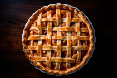 Tantalizing Pie top view food. Tasty apple bakery. Generate Aiの素材