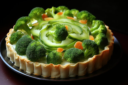 Savory Pie vegetables broccoli. Summer crust dish vegetable lunch. Generate Aiの素材