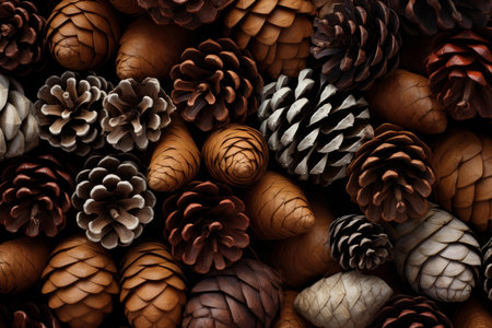 Evergreen Pine cone fir tree. Winter forest. Generate Aiの素材