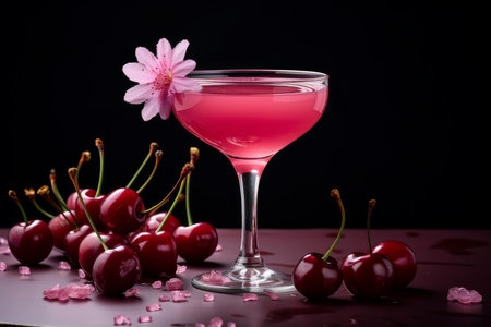 Pink cocktail. Ice citrus alcohol. Generate Aiの素材