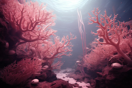 Pink coral reef ocean nature. Sea tropical marine underwater. Generate Aiの素材