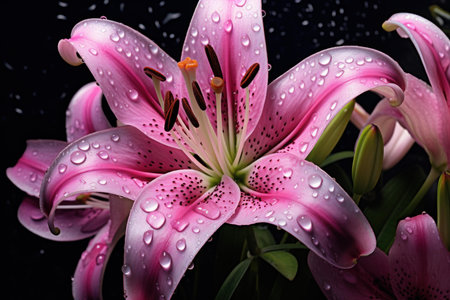 Fragrant Pink lilly. Summer nature floral. Generate Aiの素材