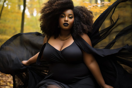 Ambitious Afro american woman. Fashion studio smile. Generate Aiの素材