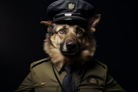 Protective Policeman dog at street. City service. Generate Aiの素材